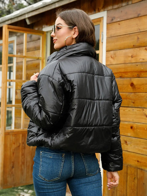 'Vespera' Faux Leather Puffer Jacket - Celes Fashion